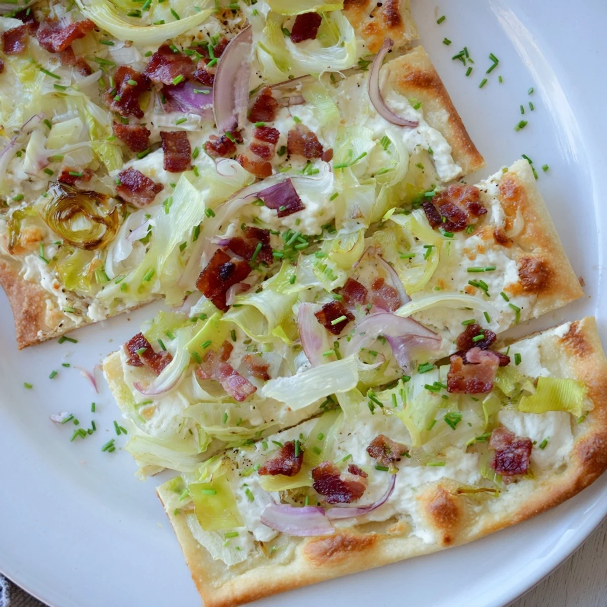 Freshly baked Sheet-Pan Flammkuchen; imagine the perfect balance of flavors and textures.