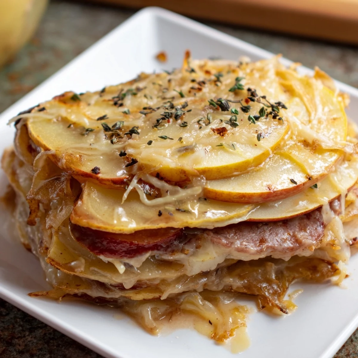 Sauerkraut und Apfel Auflauf