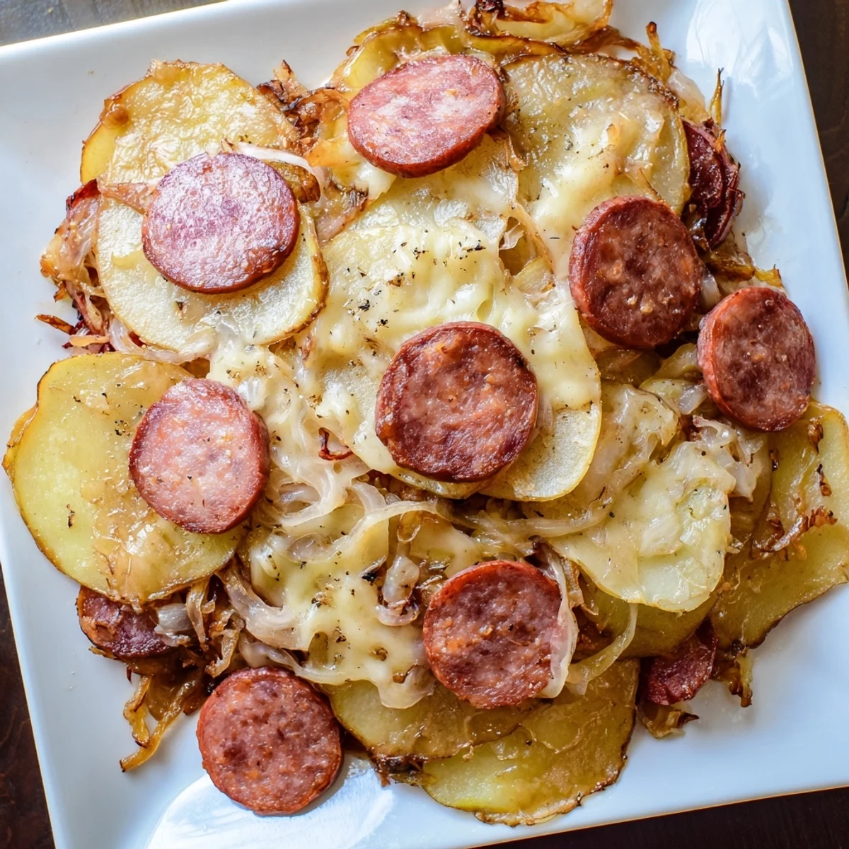 Golden, bubbly Sauerkraut Casserole with maple-glazed apples, a delicious German-American main dish.