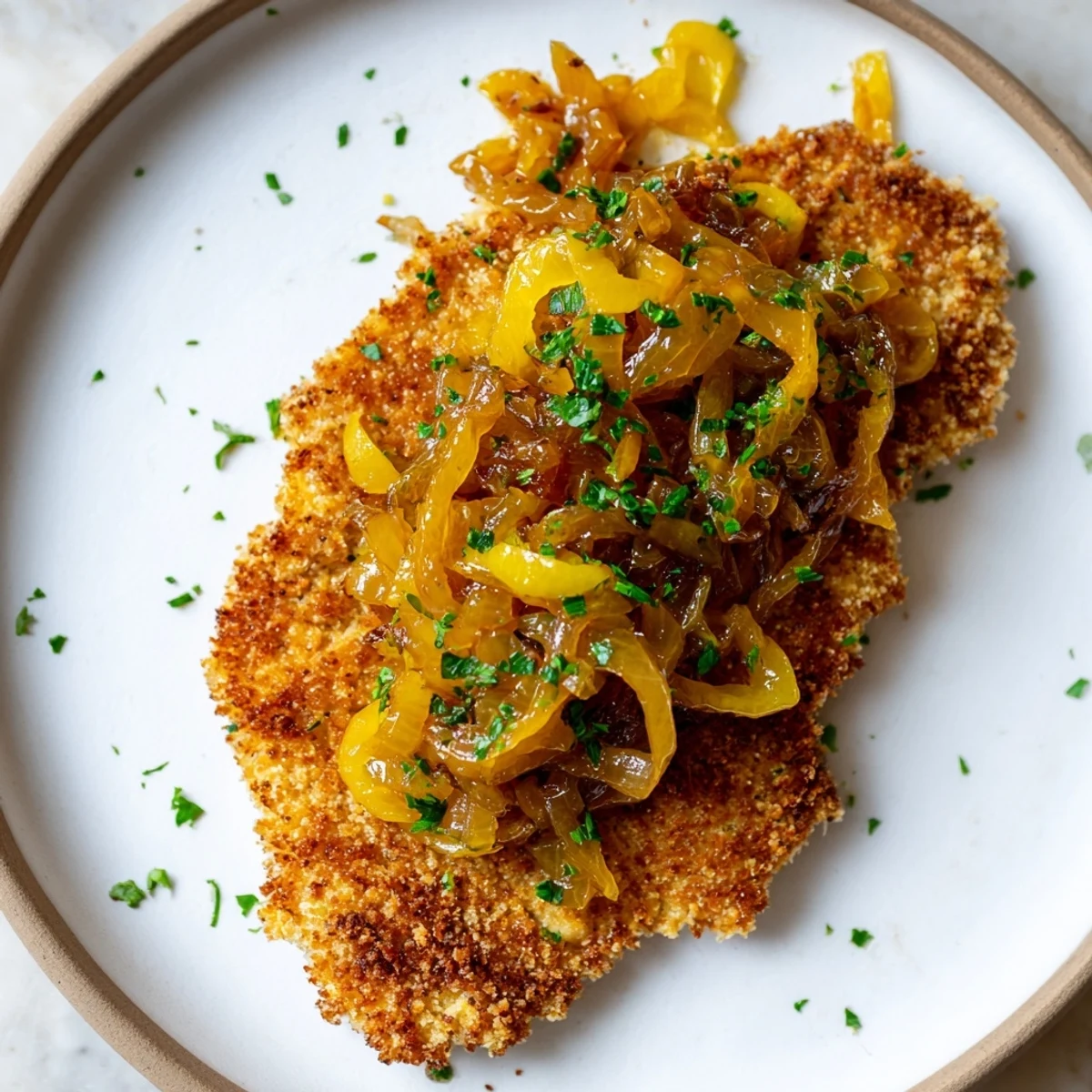 Karamellisierte Zwiebel Schnitzel