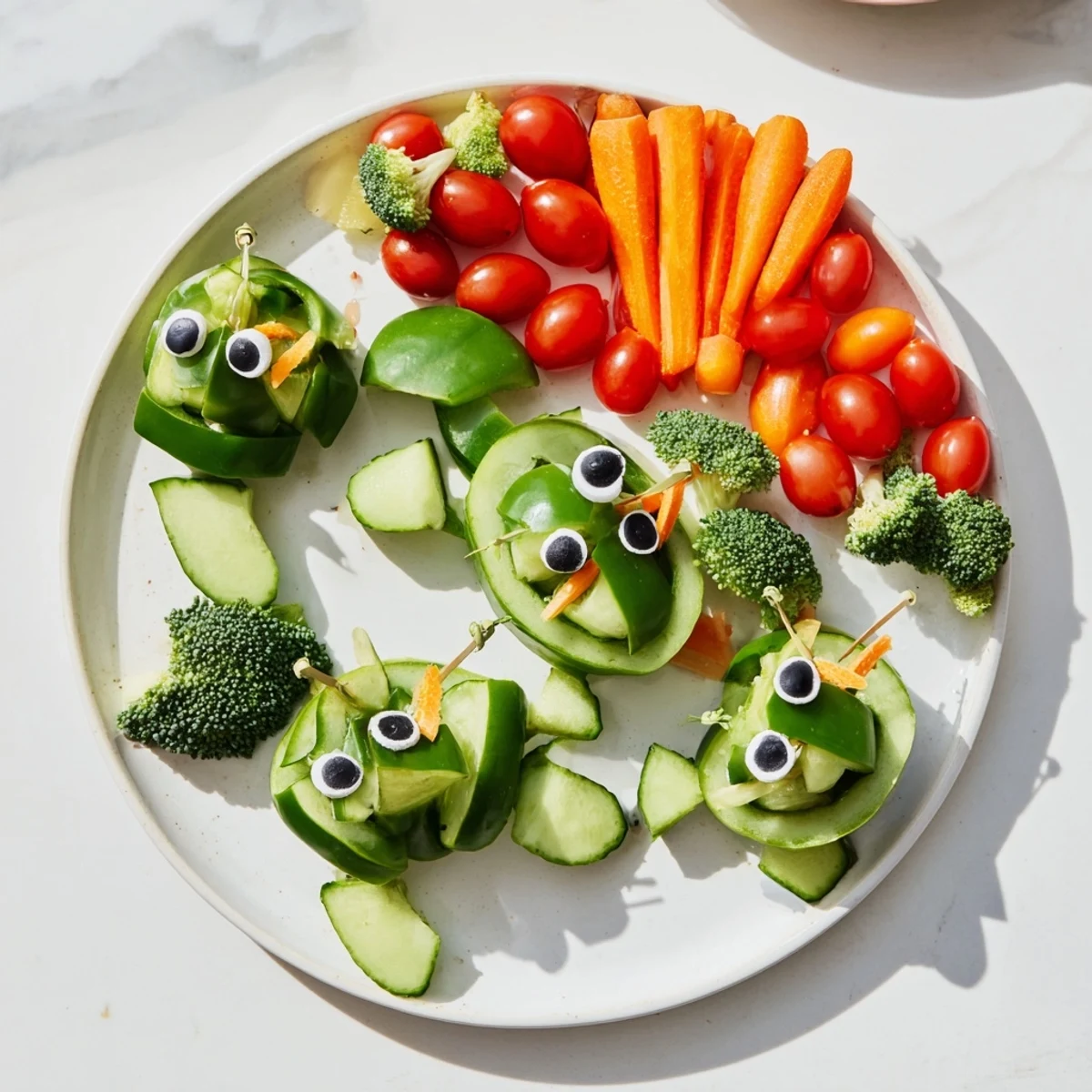 A platter of vibrant Slow & Savory Turtle Crudités with a creamy herb dip, ready to enjoy.