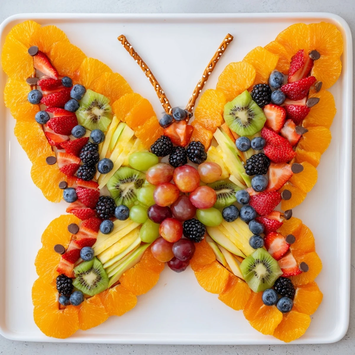 Vibrant Monarch Magic Fruit Butterfly Tray: a colorful, healthy appetizer with fresh oranges and berries.