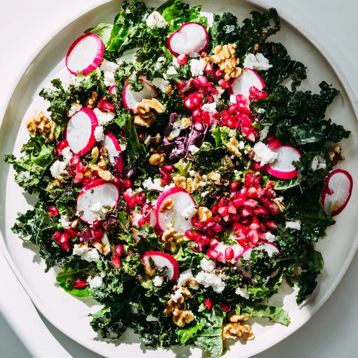 Crisp greens and ruby pomegranate seeds star in this Winter Salad with tasty homemade salsa.