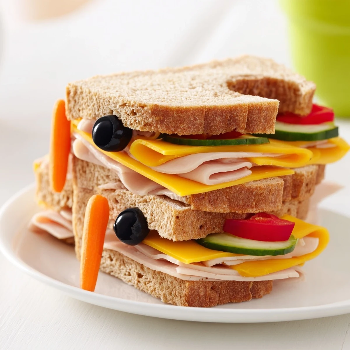 Festive Big Top Elephant Sandwich Board featuring elephant sandwiches with carrot trunks and olive eyes.