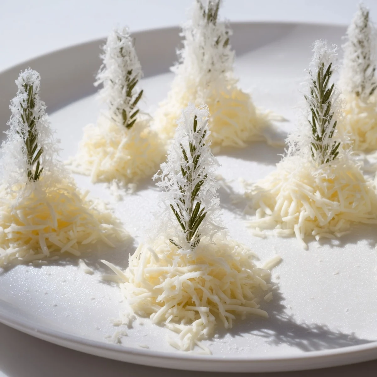 Enjoy a fantastic The Frosted Pine appetizer, full of delicious cheese and sugared rosemary sprigs.