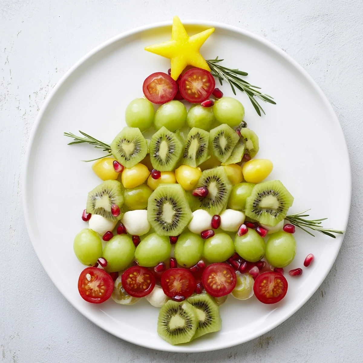 Vibrant Christmas Tree Triangle Board featuring a beautifully arranged festive appetizer platter with fresh ingredients.