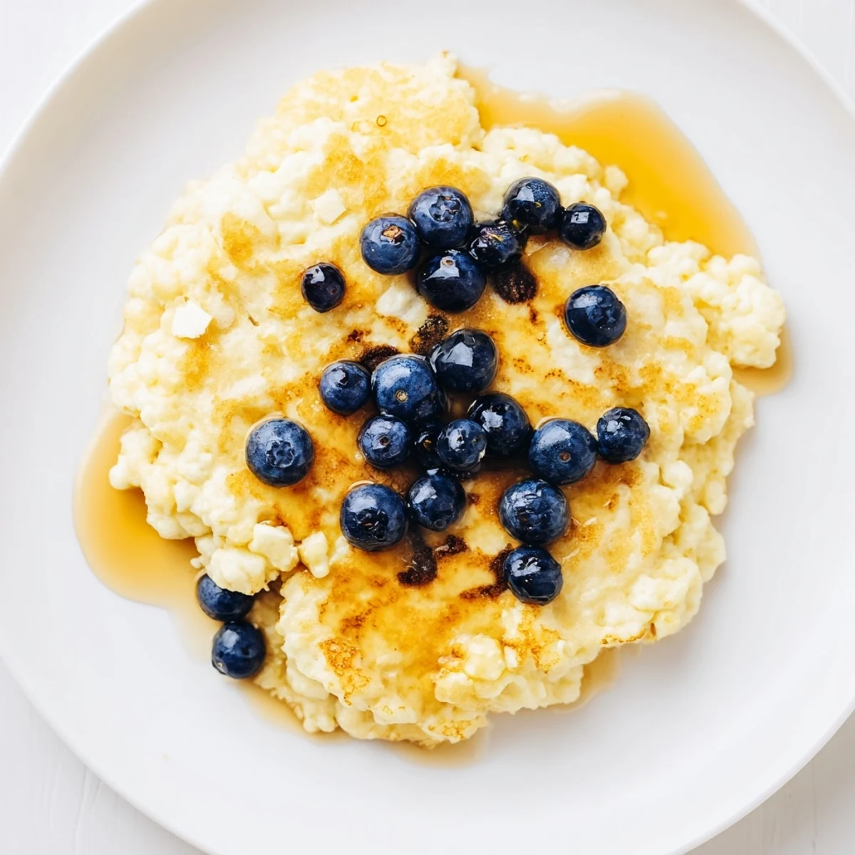 Delicious one-bowl recipe: a close-up of beautifully cooked, fluffy scrambled pancakes, ready to eat.