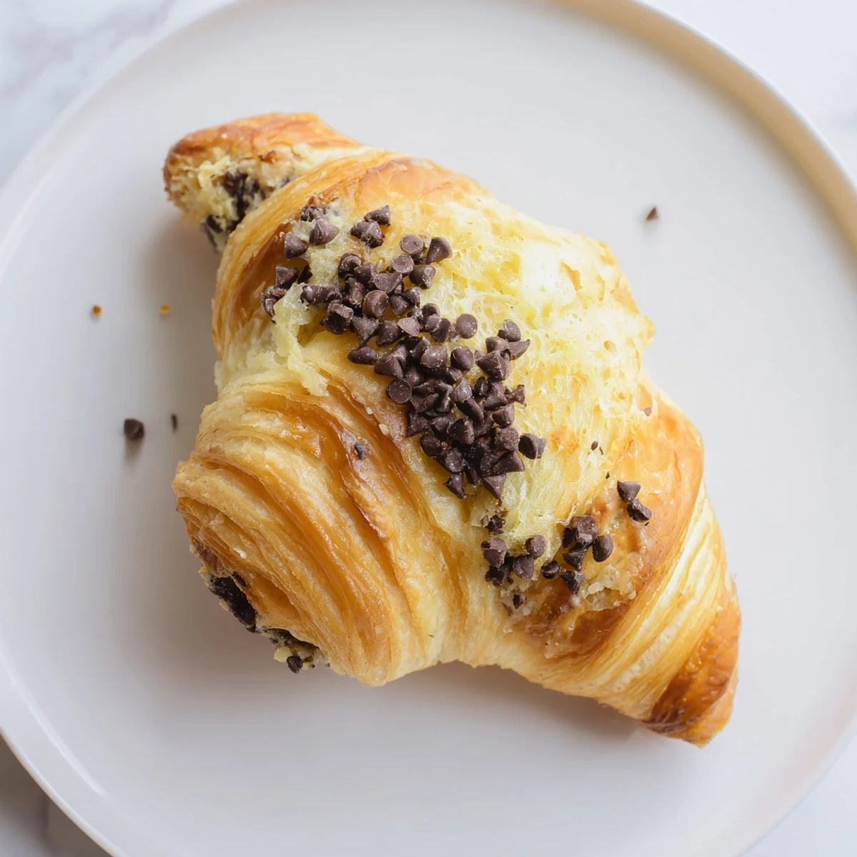Freshly baked Chocolate Cookie Croissants showing a warm, gooey interior, perfect for dessert.