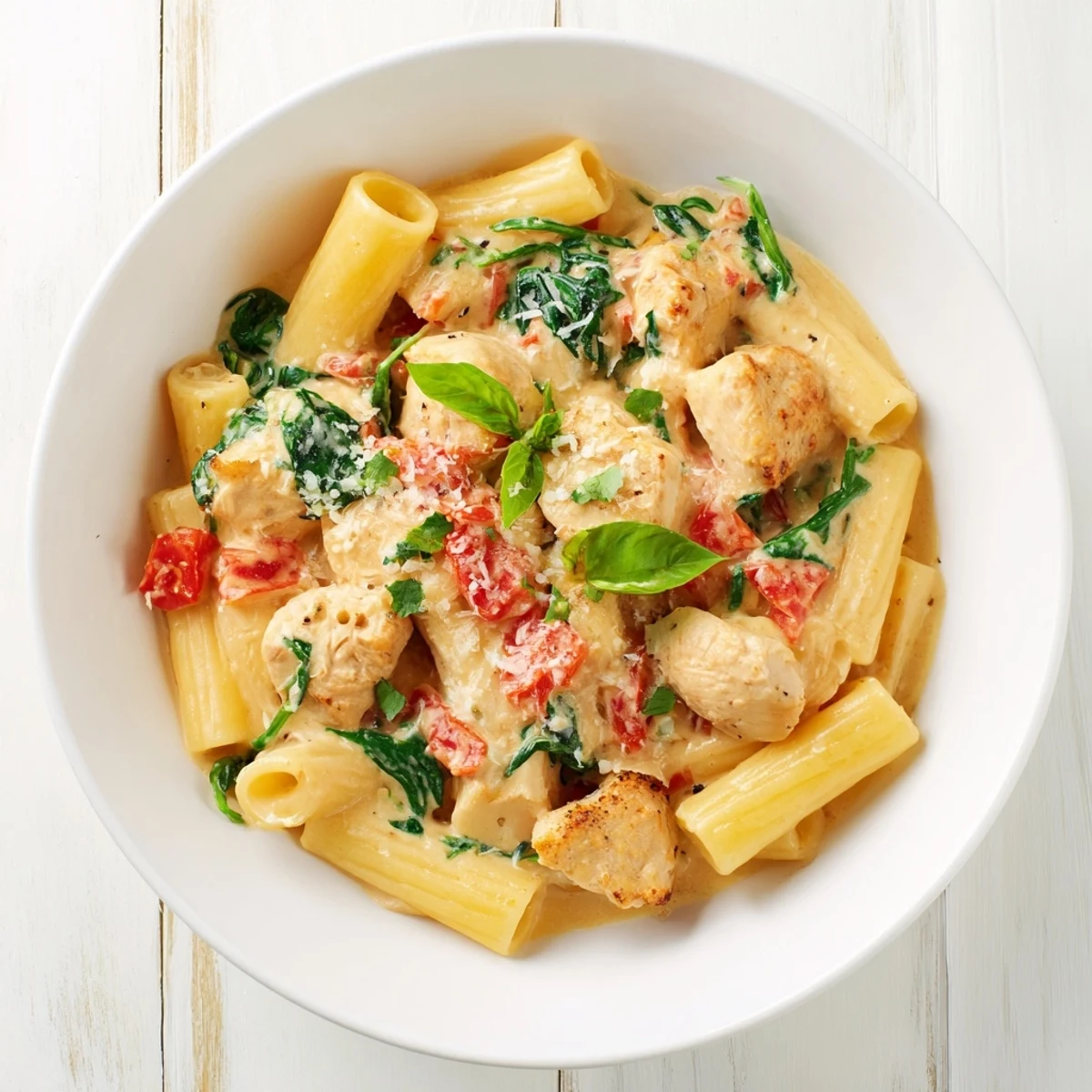Creamy Budget-Friendly Marry Me Chicken Pasta with golden chicken and fresh basil, ready to eat.