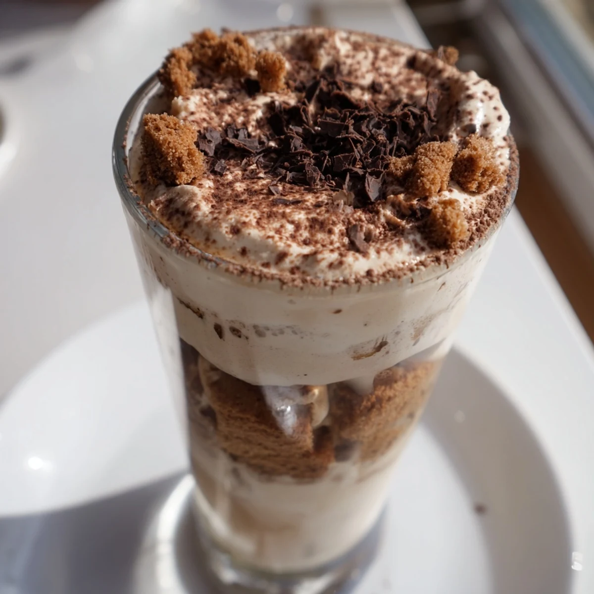 Enjoy a layered Tiramisu Latte, with soaked biscuits and a rich mascarpone cream.
