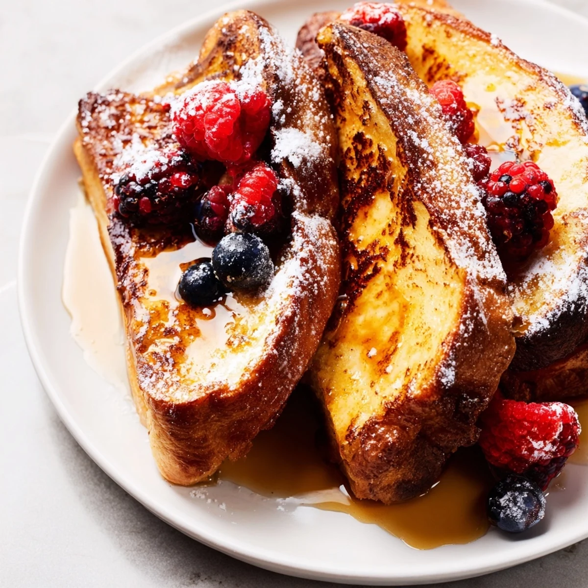 Thick-cut, custardy Ice Cream French Toast, perfect for a decadent breakfast or brunch.