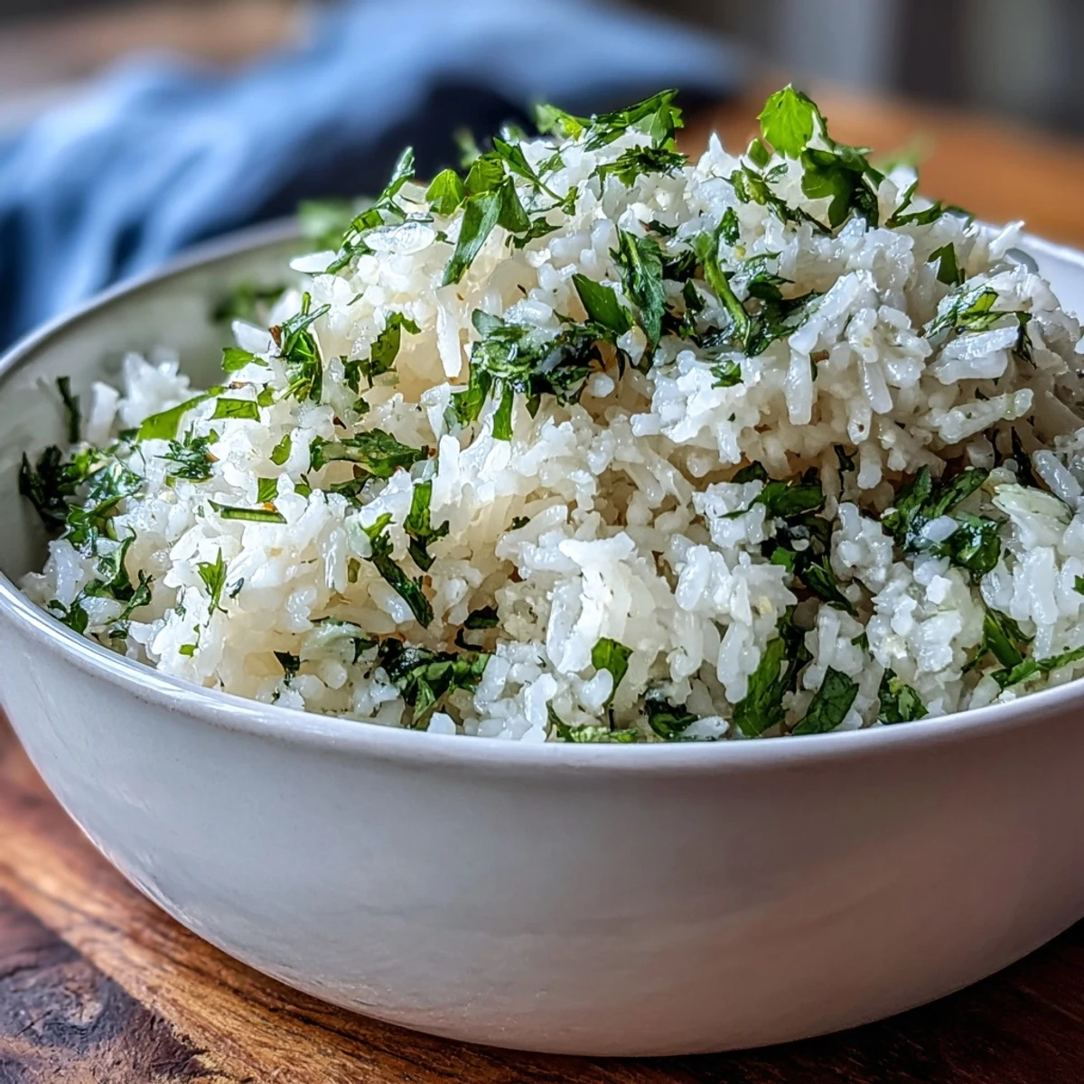 Fluffiger, aromatischer Koriander-Limetten-Reis mit frischen Kräutern, bereit zum Servieren.