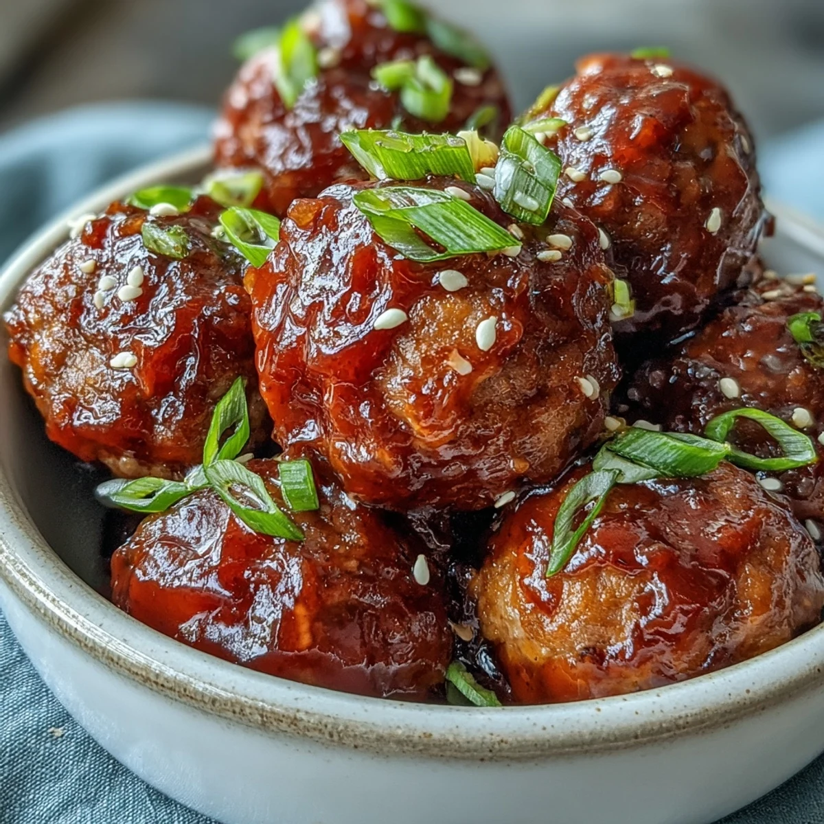 Easy Sweet and Sour Crock Pot Meatballs in a slow cooker with sticky orange glaze and fresh green onion garnish.