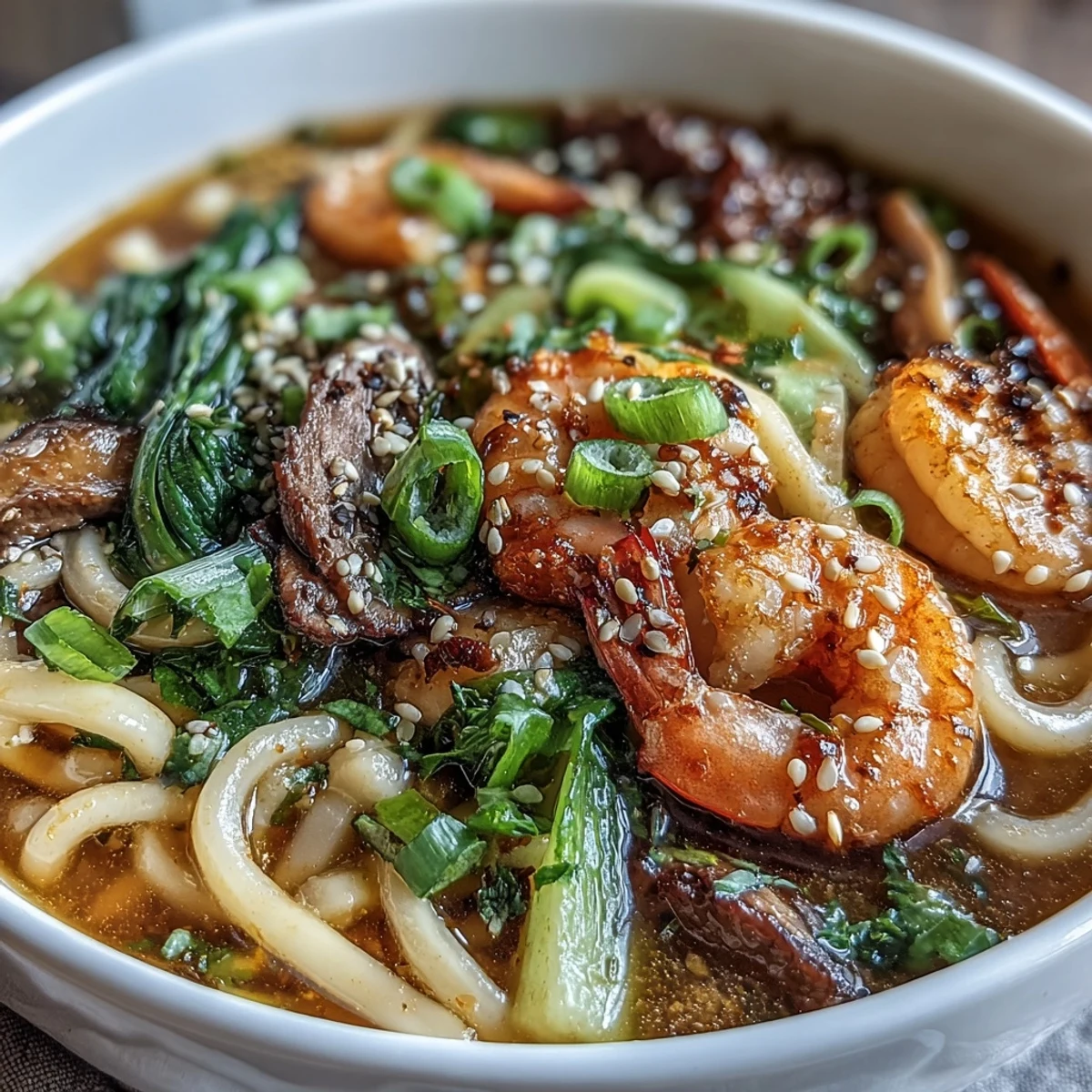 Individuelle Mini Hot Pot Bowls gefüllt mit würziger Brühe, Reisnudeln und buntem Gemüse.