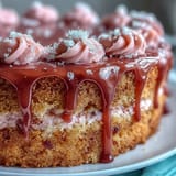 Feinste rosa Samttorte mit Rosé-Note und glänzendem Gold-Drip.