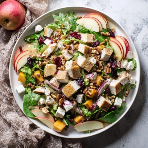 Hearty Chicken and Apple Winter Salad, boasting juicy apples and tender chicken, ready to enjoy.