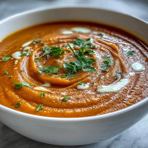 Samtige Karotten-Ingwer-Suppe mit einem Spritzer Zitrone und frischen Kräutern.