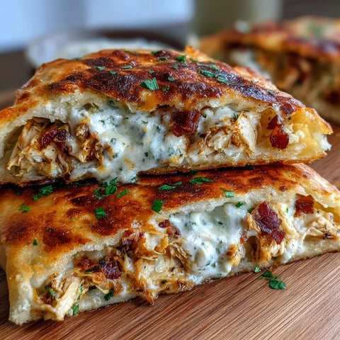 Golden-baked Ranch Crack Chicken Stuffed Naan stuffed with ranch chicken and melted cheddar.