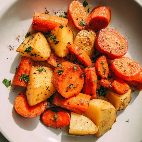 Honig-Karotten und Kartoffeln