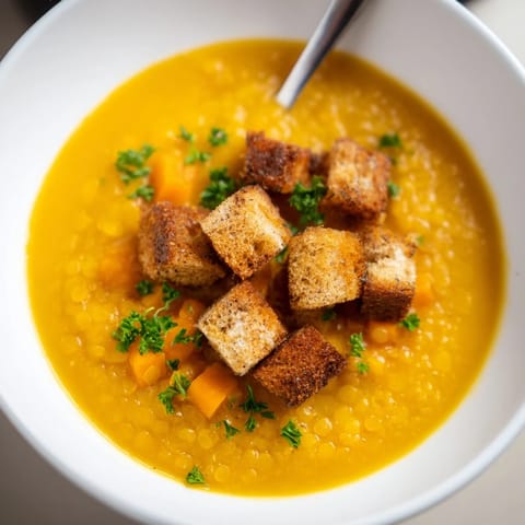 Kürbis Linsen Suppe Croutons #14