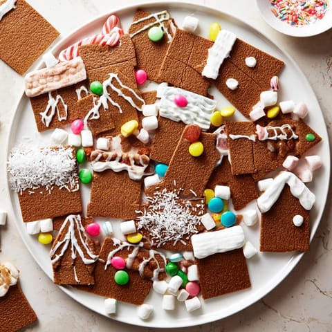Festive Gingerbread House Board with gingerbread, candies, and ready-to-build holiday fun for everyone!