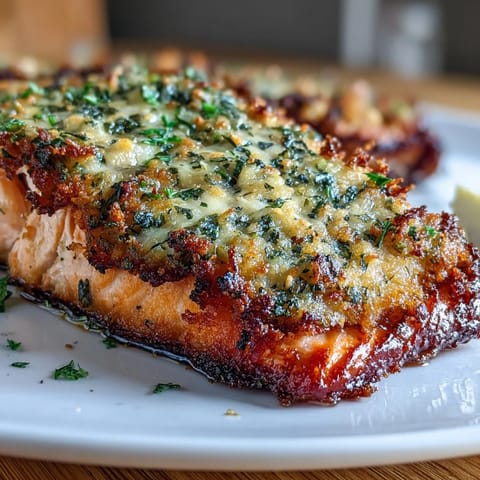 2. Zartes Lachsfilet mit knuspriger Parmesan-Kruste, serviert mit aromatischem, leicht gebräuntem Brokkoli und frischen Zitronenspalten.  
