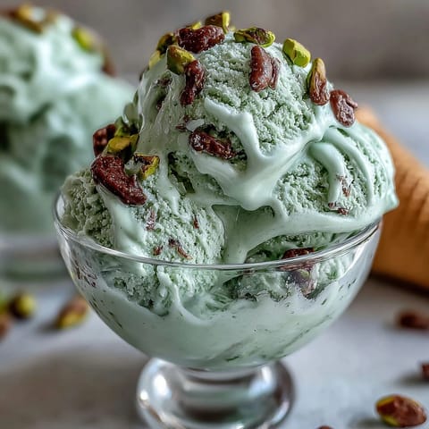 2. Selbstgemachtes Pistazien-Eis mit intensiven Nussaromen und goldbraunen Pistazienstückchen.
