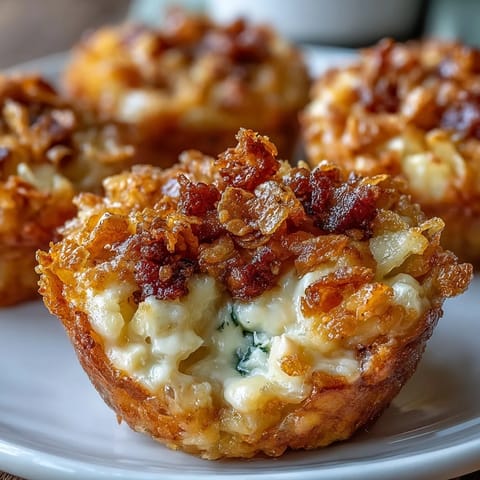 Goldene, käsige Kartoffel-Muffin-Tassen mit knuspriger Cornflakes-Kruste – perfekt für Brunch-Buffets.