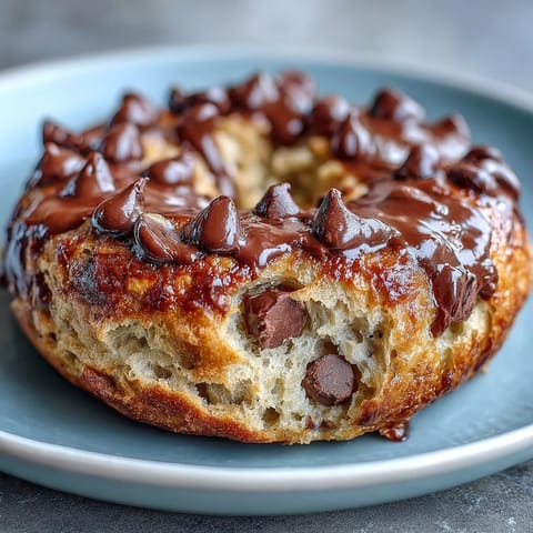 Schokoladen-Chip-Proteinbagels auf einem Backblech, goldbraun und mit geschmolzenen Schokostückchen belegt, perfekt für ein energiegeladenes Frühstück.