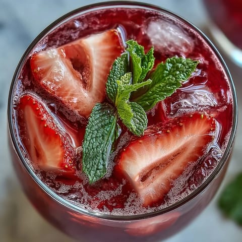 2. Lebendige, rote Erdbeeren und tiefviolette Açaí-Pulver verleihen diesem hausgemachten Starbucks-Getränk eine fruchtige Note.  