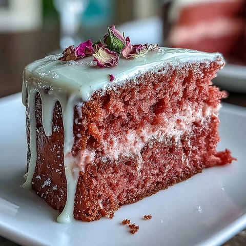 Elegante Rosé-Samttorte mit Goldtropfen, perfekt für Hochzeitsfeiern.