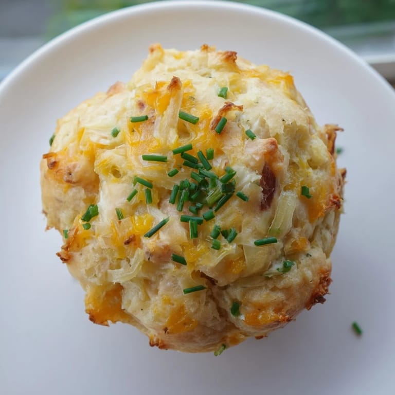 These fluffy German savoury muffins, fresh from the oven, offer a burst of cheesy, savory flavors.