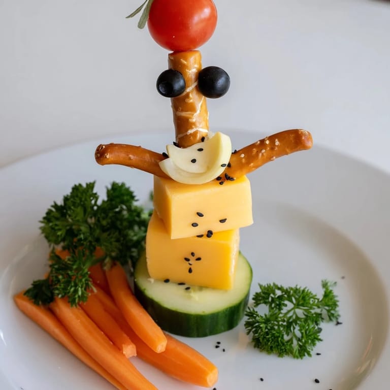 Here are three unique, SEO-optimized ALT image texts for a "Long-Necked Giraffe Snack Tower" recipe: