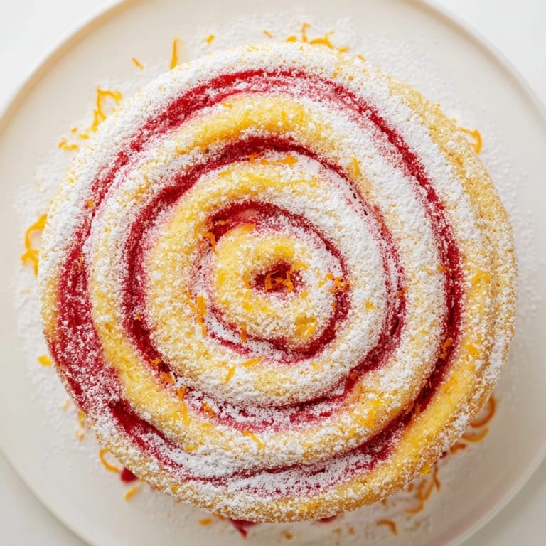 A close-up of The Cranberry Orange Swirl, showing the moist cake texture and vibrant colors.
