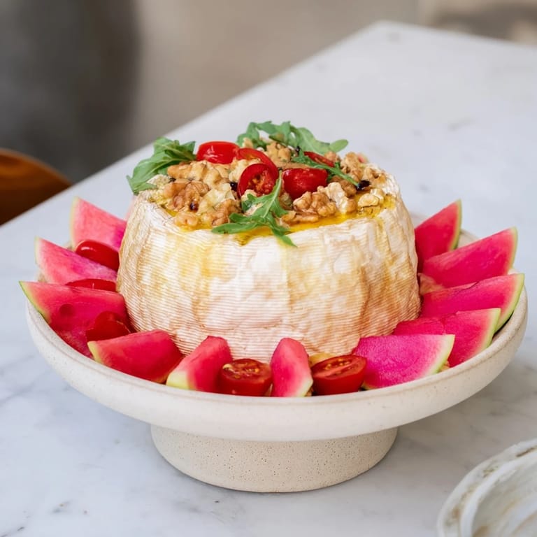 This Zenith Point salad features an artisanal cheese wheel centerpiece with colorful, fresh ingredients.