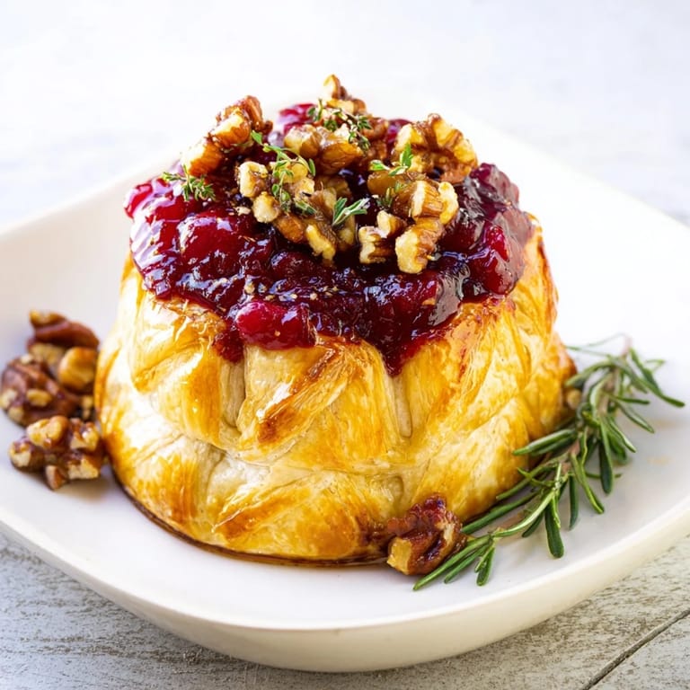 Close-up of a festive Brie en Croûte Pine Tree, showing the melted cheese inside warm pastry.