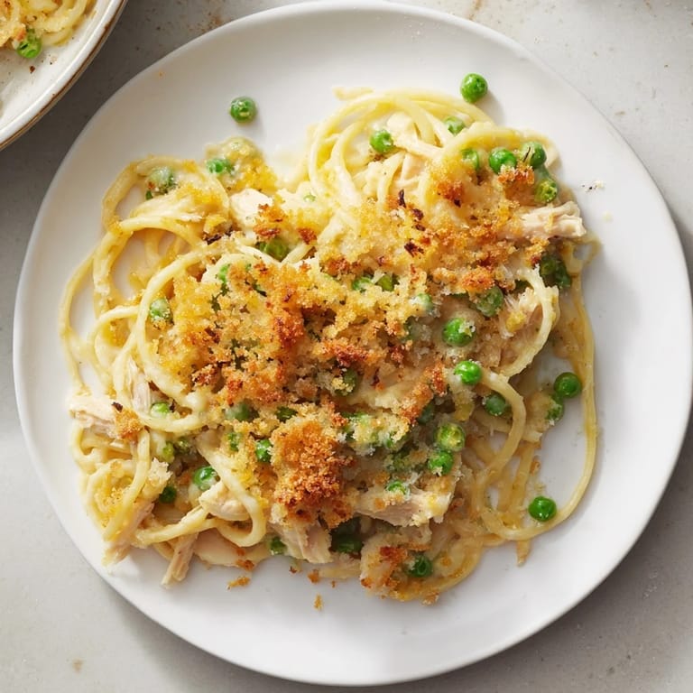 This creamy Turkey/Chicken Tetrazzini Bake is loaded with tender chicken, vegetables, and a crispy topping.