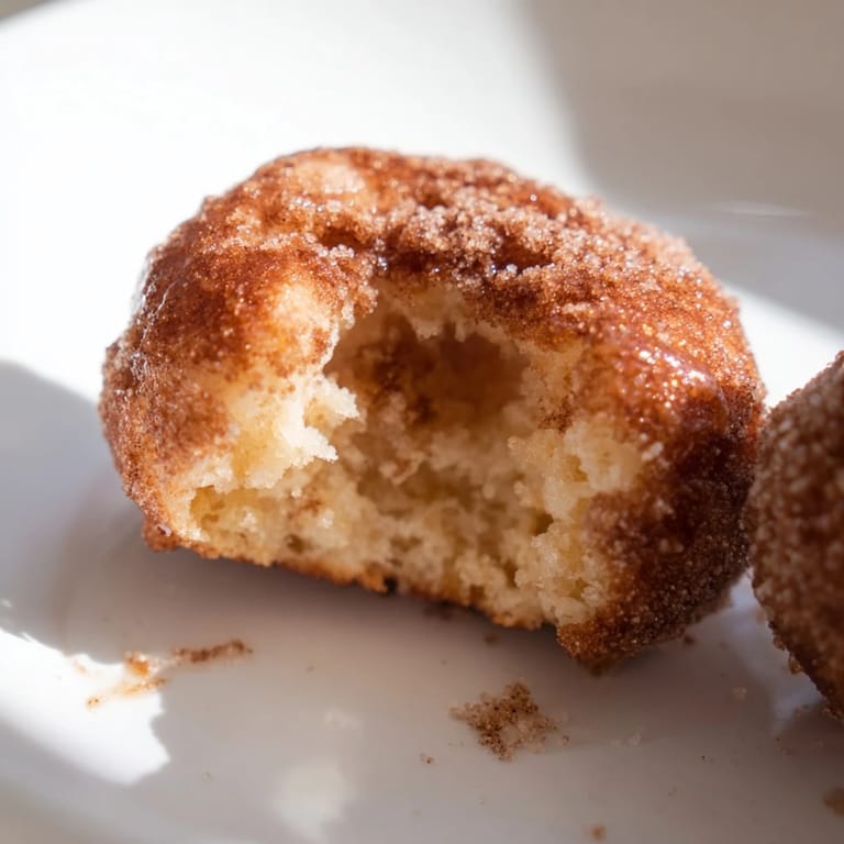 Close-up of air fryer cinnamon donuts, invitingly soft and dusted with cinnamon sugar, perfect for sharing.