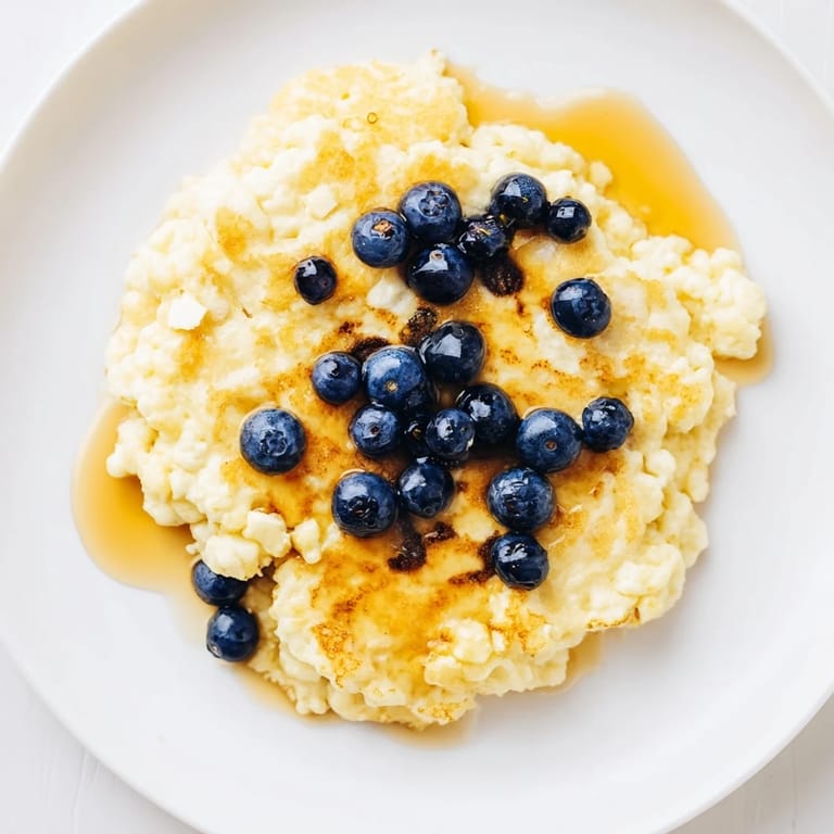 Delicious one-bowl recipe: a close-up of beautifully cooked, fluffy scrambled pancakes, ready to eat.