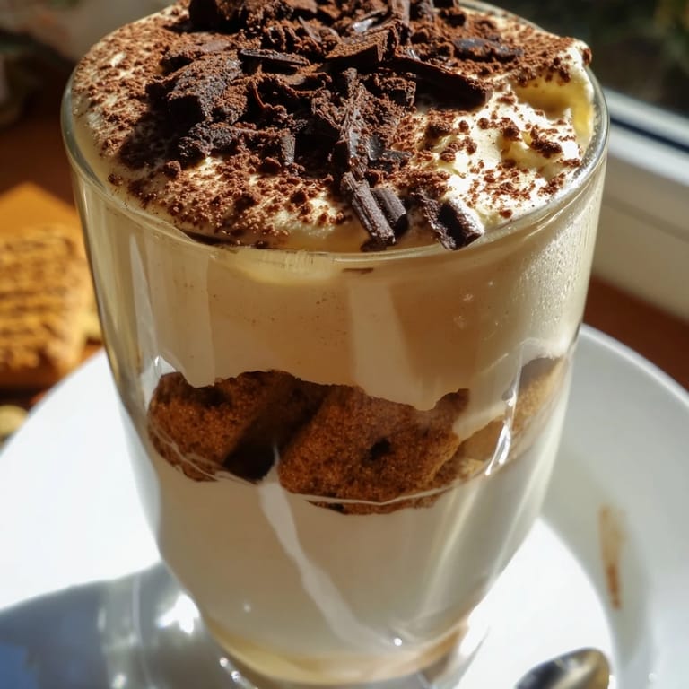 Close-up of a beautifully dusted Tiramisu Latte, a delicious Italian-inspired treat.