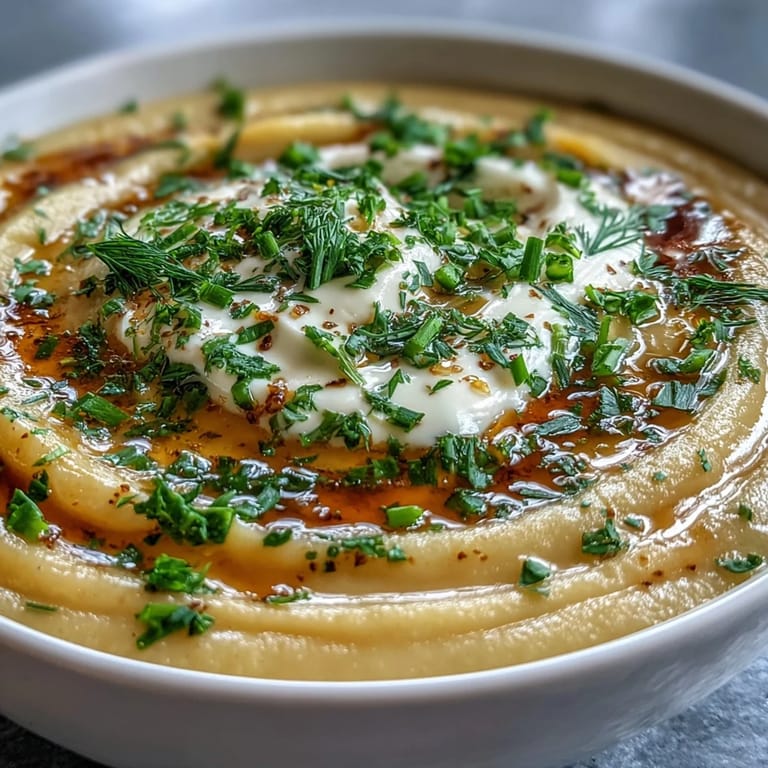 Velvety Parsnips and Herb Soup, warm and comforting, with a swirl of cream.