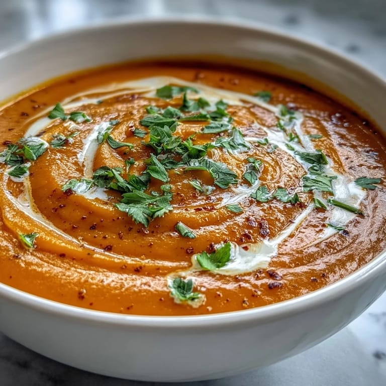 Süße Karotten und scharfer Ingwer vereinen sich in dieser samtigen Karotten-Ingwer-Suppe.