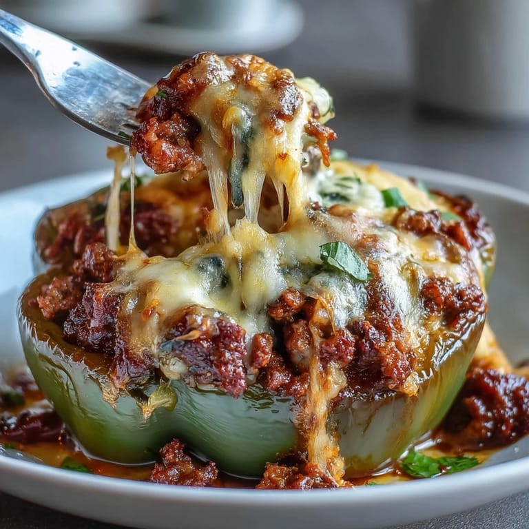2. Scharfe Taco-Paprika mit Hackfleischfüllung und Cheddar-Decke – ein leckeres Low-Carb-Gericht für Tex-Mex-Liebhaber.