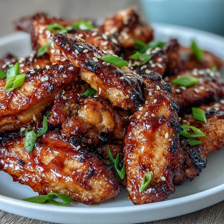 Knusprige Hähnchenflügel aus der Heißluftfritteuse mit klebrig-süßem Honig-Knoblauch-Glasur  