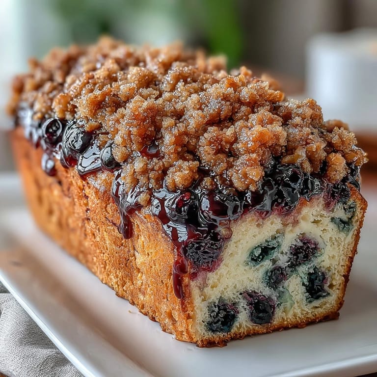 Saftiger Sauerteig-Strudel mit Zitronen- und Heidelbeerwirbeln, verfeinert mit buttrigen Streuseln für ein perfektes Frühstücksgebäck.