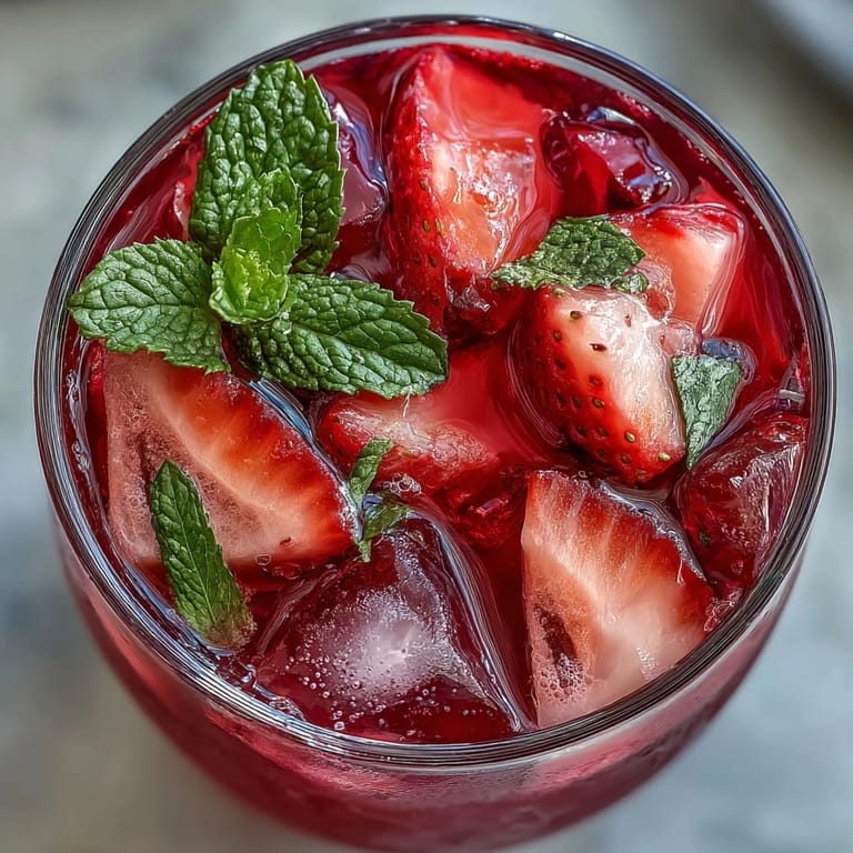3. Kaltes Wasser, Eiswürfel und ein Hauch Zitronensaft machen diesen Strawberry Açaí Refresher zum idealen Durstlöscher.