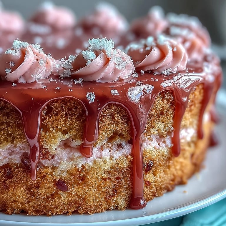 Feinste rosa Samttorte mit Rosé-Note und glänzendem Gold-Drip.