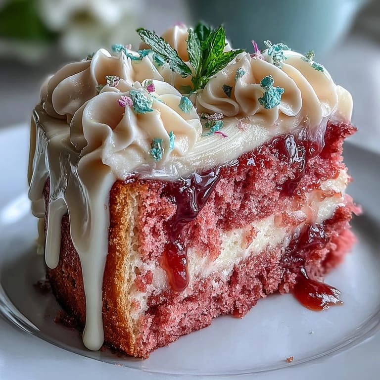 Moist blush rosé velvet cake with creamy frosting and decadent gold accents.