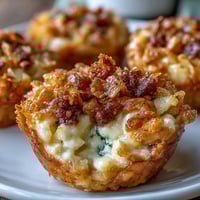Goldene, käsige Kartoffel-Muffin-Tassen mit knuspriger Cornflakes-Kruste – perfekt für Brunch-Buffets.
